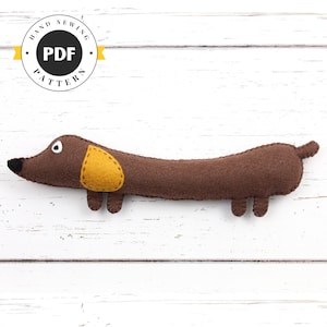 Wiener Dog Hand Sewing Pattern, Stuffed Dachshund Felt Soft Toy, Sausage Dog, Doxin Dog, Doxie, Daschie, Instant Download PDF SVG DXF