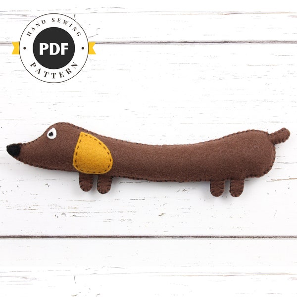 Wiener Dog Hand Sewing Pattern, Stuffed Dachshund Felt Soft Toy, Sausage Dog, Doxin Dog, Doxie, Daschie, Instant Download PDF SVG DXF