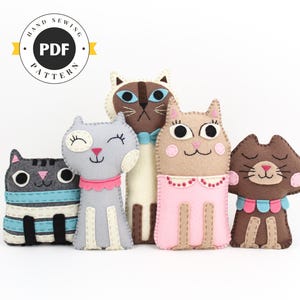 Felt Cat Sewing Pattern: Hand Embroidery Plushie Template (PDF + SVG/dxf)