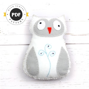 Owl Hand Sewing Pattern, Felt Owl Stuffed Animal Pattern, Sew a Felt Owl Pattern, Snowy Owl Plushie, Owl Softie, Instant Download PDF SVG image 1