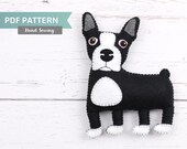Boston Terrier Sewing Pattern, Felt Dog Hand Sewing Pattern, Sew a Boston Bull Terrier, Easy Stuffed Animal DIY, Instant Download PDF SVG