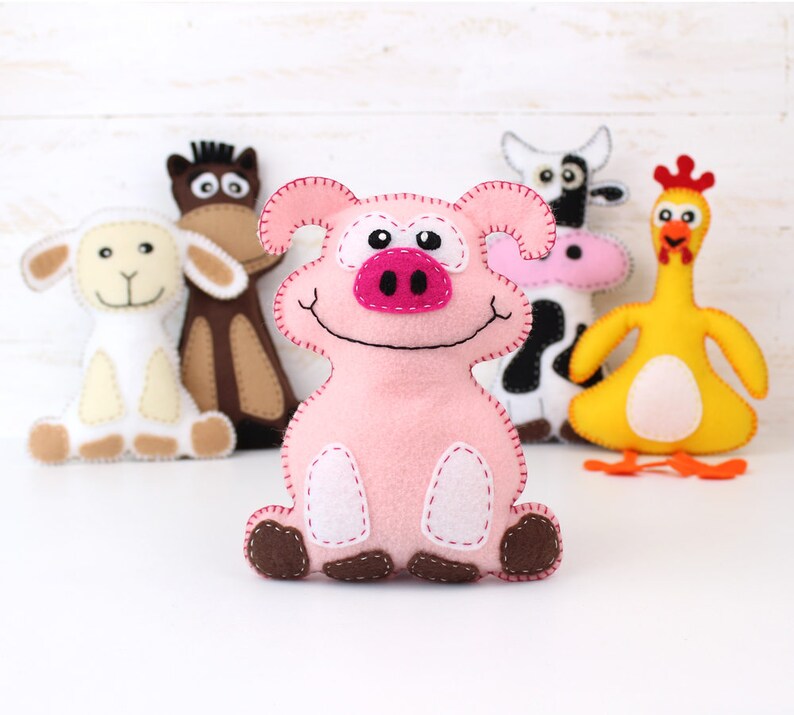 Farm Animal Sewing Patterns Felt Stuffed Barnyard Animal Etsy