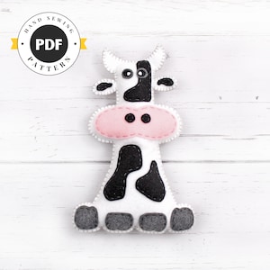 Kuh Schnittmuster, Plüsch Kuh Schnittmuster, Filz Kuh Muster, Holstein, schwarz und weiß, Sofort-Download PDF SVG DXF, Kuh Plüschie Softie