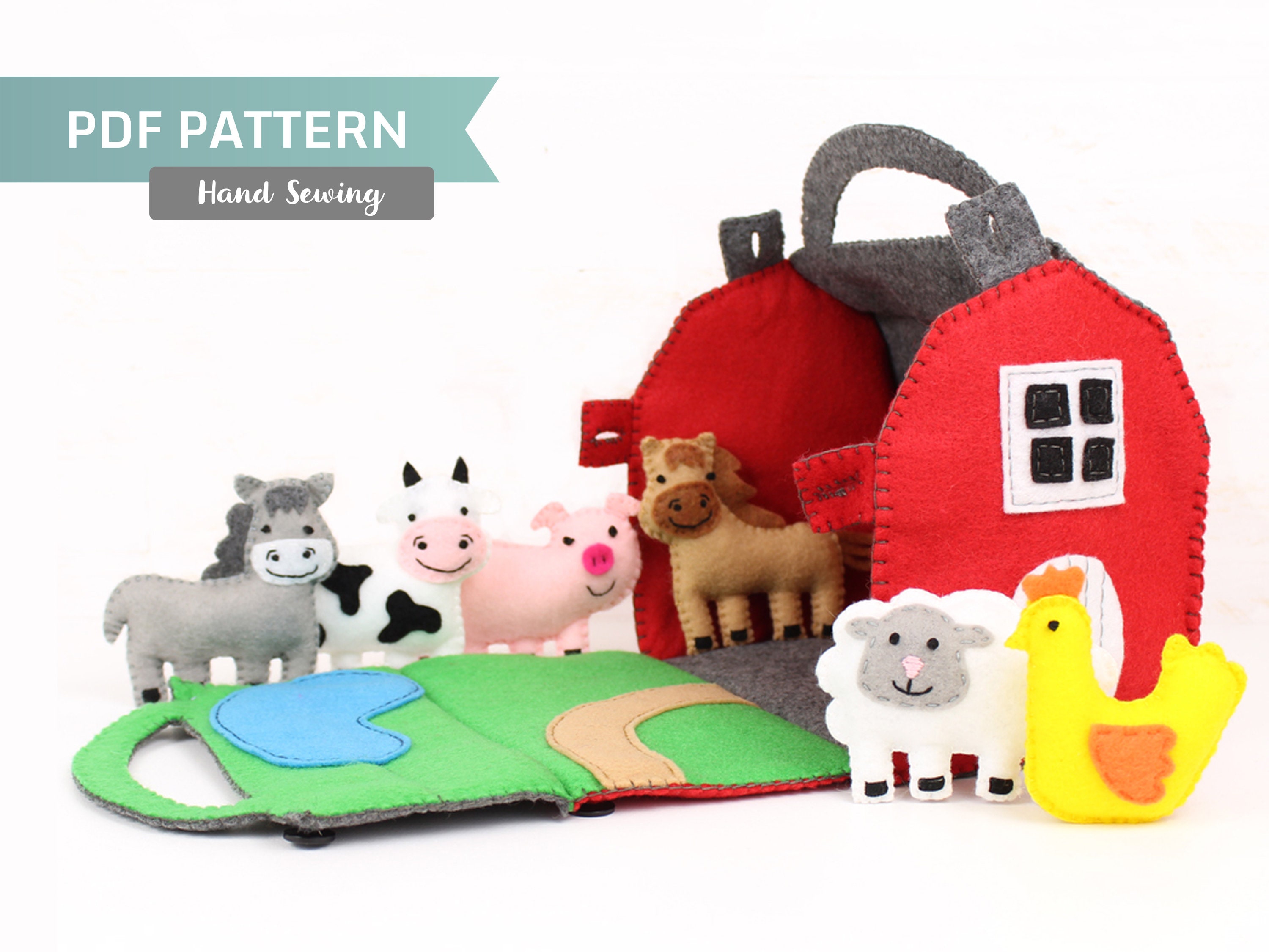 Toy Farm Sewing Pattern Felt Barn & Farm Animals Hand Sewing - Etsy