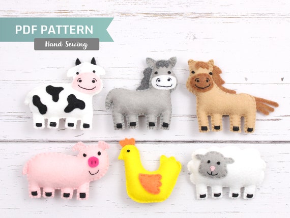 Farm Animal Sewing Patterns Small Felt Barnyard Animals Cow - Etsy Farm Animal Sewing Patterns Small Felt Barnyard Animals Cow - Etsy