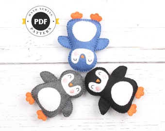 Baby Penguin Sewing Pattern, Hand Sewing Pattern for Little Felt Penguin