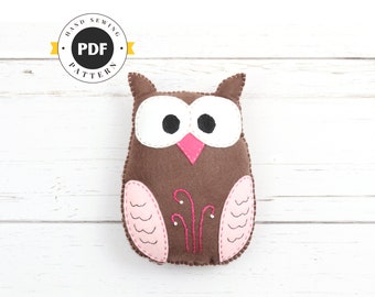 Stuffed Owl Sewing Pattern, Felt Owl Plush Softie, Woodland Owl Pattern, Owl Plushie, Owl Stuffie, Instant Download PDF SVG DXF