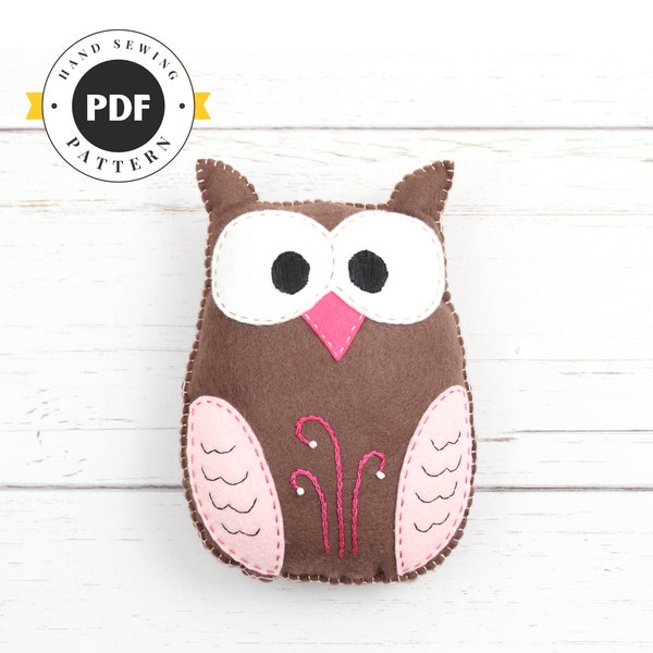 Stuffed Owl Sewing Pattern, Felt Owl Plush Softie, Woodland Owl Pattern, Owl Plushie, Owl Stuffie, Instant Download PDF SVG DXF