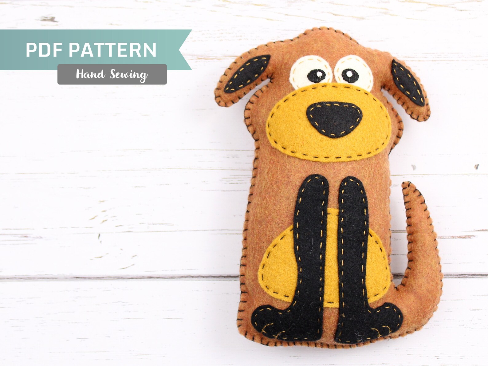 Dog Stuffed Animal Sewing Pattern Stuffed Dog Felt Plushie Etsy