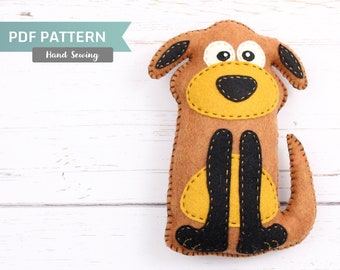 Dog Stuffed Animal Sewing Pattern, Stuffed Dog Felt Plushie Pattern, Dog Softie Pattern, Plush Dog Pattern, Easy Sewing Pattern, PDF SVG DFX