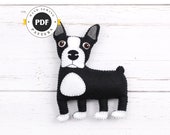 Boston Terrier Sewing Pattern, Felt Dog Hand Sewing Pattern, Sew a Boston Bull Terrier, Easy Stuffed Animal DIY, Instant Download PDF SVG