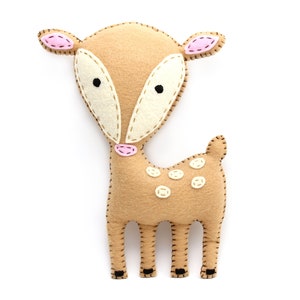 Hand sewing pattern for a stuffed felt spotted deer
