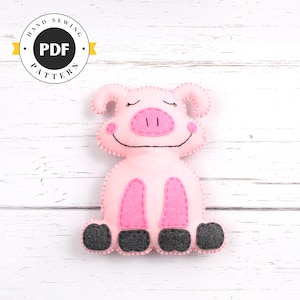 Felt Pig Sewing Pattern: Stuffed Animal Plushie (PDF SVG DXF)