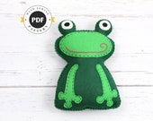 Frog Sewing Pattern, Frog Stuffed Animal Hand Sewing Pattern, Felt Frog Pattern, Frog Plushie, Frog Softie Stuffie, Instant Download PDF SVG
