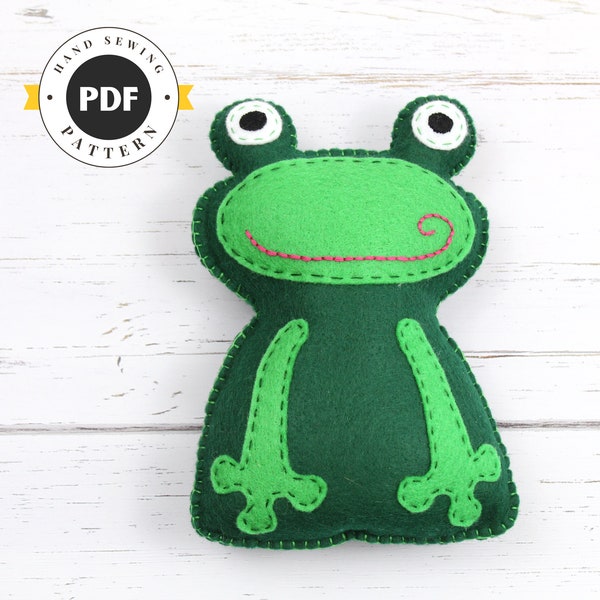 Frog Sewing Pattern, Frog Stuffed Animal Hand Sewing Pattern, Felt Frog Pattern, Frog Plushie, Frog Softie Stuffie, Instant Download PDF SVG