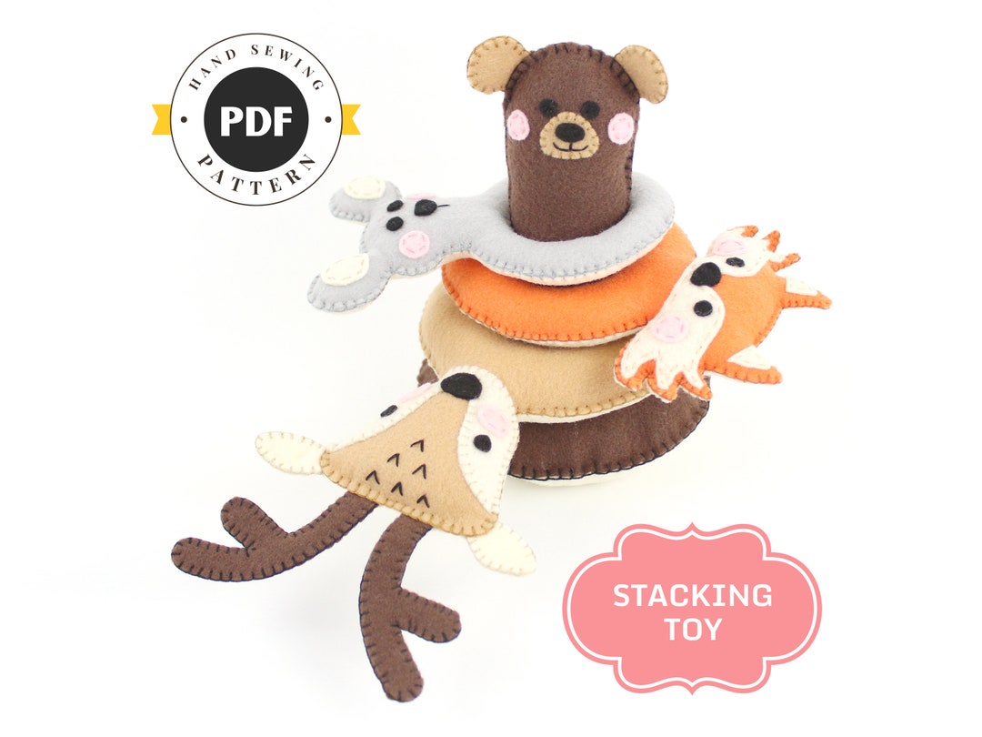 Stacking Toy for Toddlers, Forest Animal Sewing Pattern, Baby Gift ...