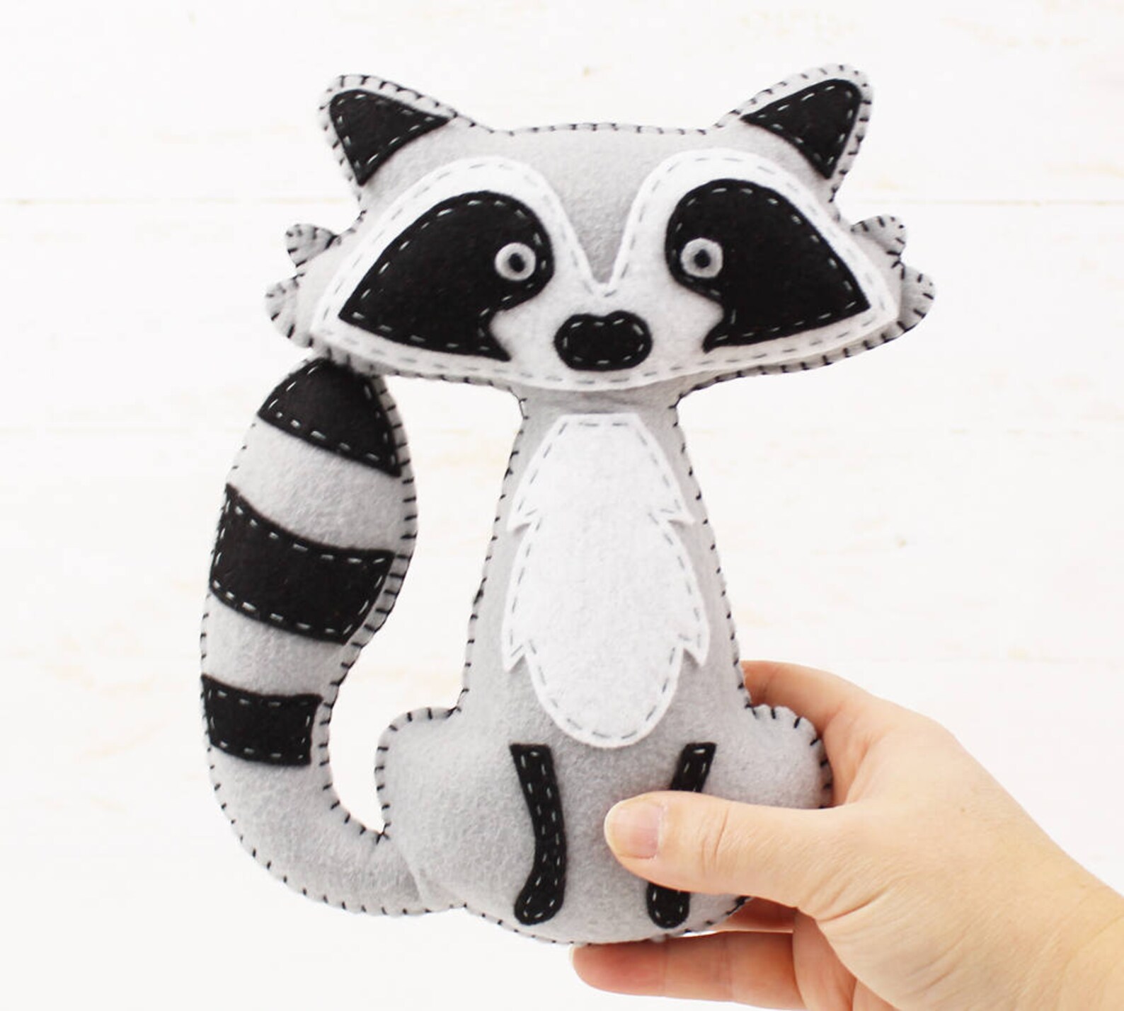 Raccoon Stuffed Animal Sewing Pattern Felt Hand Sewing | Etsy