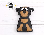 Rottweiler Sewing Pattern, Felt Rottweiler Plush Stuffed Animal, Rottie Softie Hand Sewing Dog Pattern, Gift for Rottweiler Lover, PDF SVG