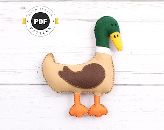 Duck Sewing Pattern, Mallard Duck Hand Sewing Pattern, Felt Duck Sewing Pattern, Stuffed Duck Pattern, Soft Duck Plushie, PDF SVG DXF