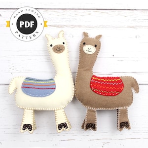 Llama Sewing Pattern, How to Sew Felt Llama Pattern, Easy Llama Plushie, Embroidered Llama Softie, Llama Stuffed Animal, PDF SVG DFX image 1