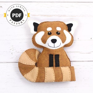 Red Panda Pattern, Hand Sewing Red Panda Stuffed Animal, Instant Download, Felt Plushie Softie Easy Pattern, Instant Download PDF SVG DXF