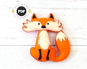 Fox Sewing Pattern, Felt Fox Hand Sewing Instructions, Easy Pattern for a Stuffed Fox, Woodland Fox Nursery Decor, PDF SVG DFX