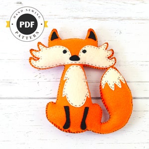 Fox Sewing Pattern, Felt Fox Hand Sewing Instructions, Easy Pattern for a Stuffed Fox, Woodland Fox Nursery Decor, PDF SVG DFX image 1