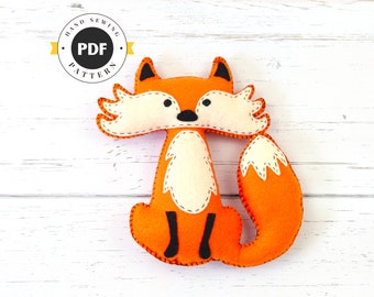 Patron de couture renard, instructions de couture à la main en feutre renard, modèle facile pour un renard en peluche, décoration de chambre d'enfant renard des bois, PDF SVG DFX