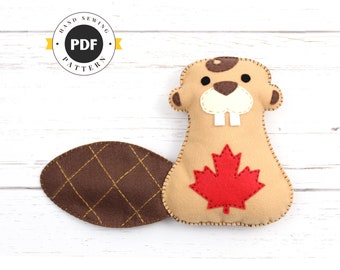 Felt Beaver Sewing Pattern: Canadian Plush Toy (PDF SVG DXF)