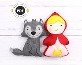 Little Red Riding Hood and the Big Bad Wolf Sewing Patterns, Stuffed Animals, Felt Animals, Hand Sewing Patterns, Instant Download PDF SVG