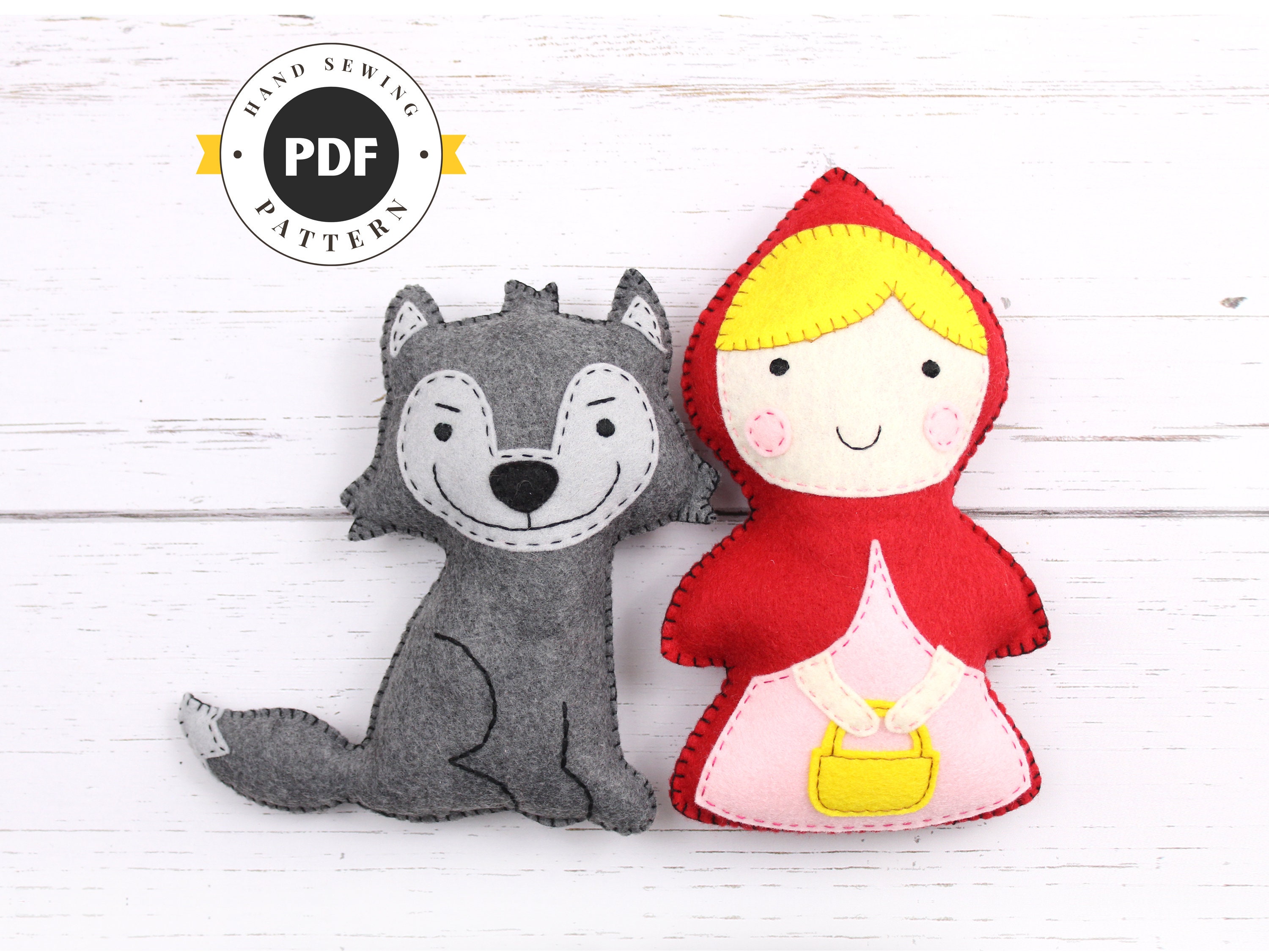 赤ずきんとオオカミのフェルト縫製パターン（PDF SVG） - Etsy 日本