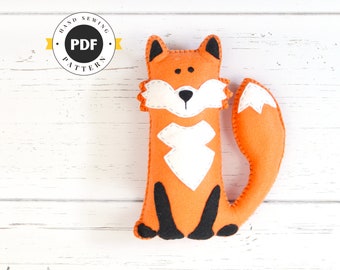 キツネと狐。手作りフェルトぬいぐるみ。型紙と縫製ガイド - Etsy 日本