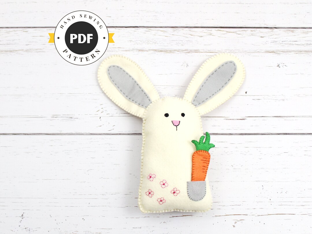 Felt Rabbit Sewing Pattern: Bunny Plush Toy With Carrot (PDF SVG DXF ...