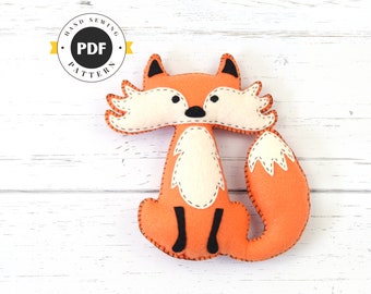 Fox Sewing Pattern, Felt Fox Hand Sewing Instructions, Easy Pattern for a Stuffed Fox, Woodland Fox Nursery Decor, PDF SVG DFX