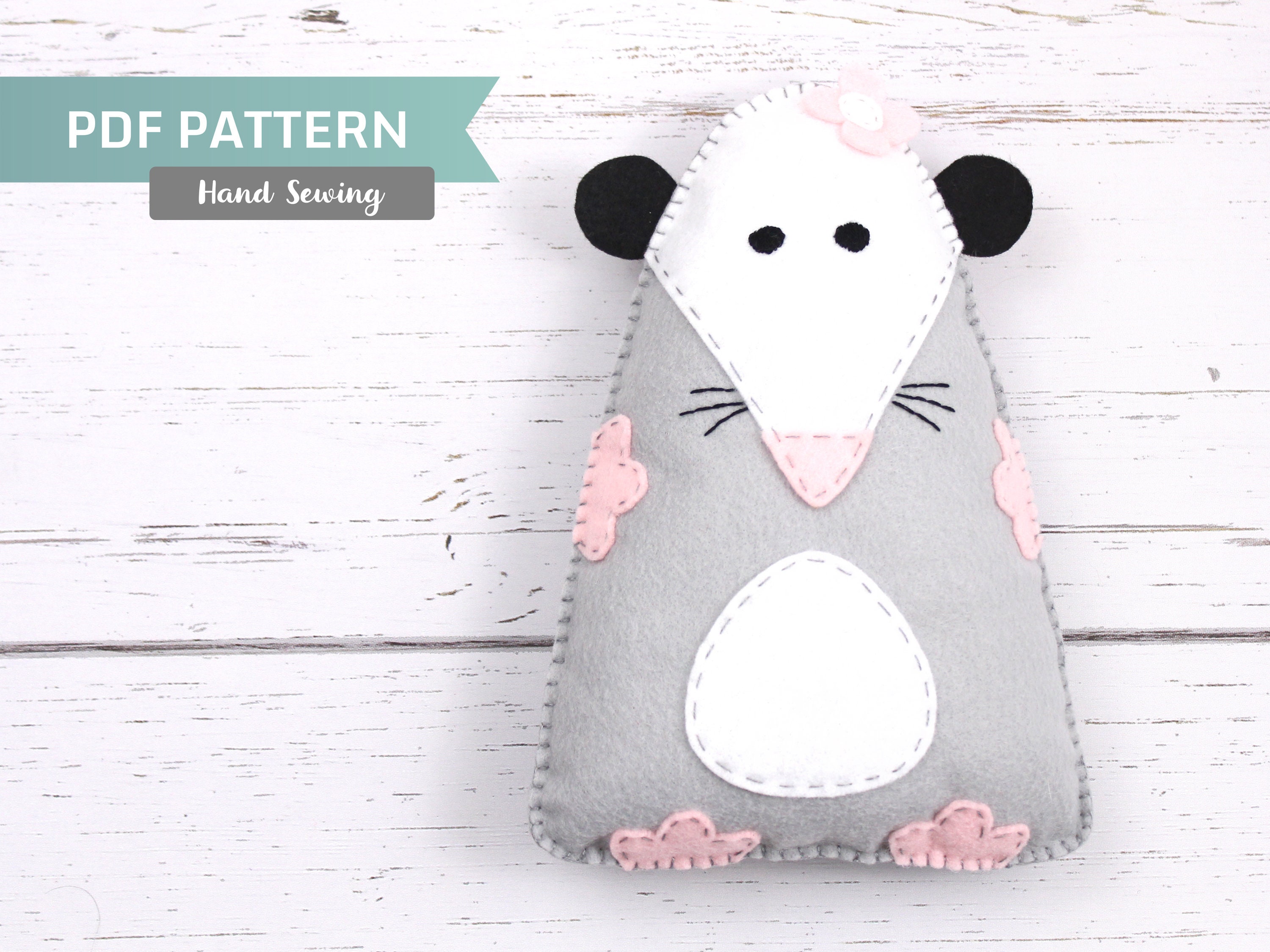 Opossum Stuffed Animal sewing pattern - Sew Modern Kids