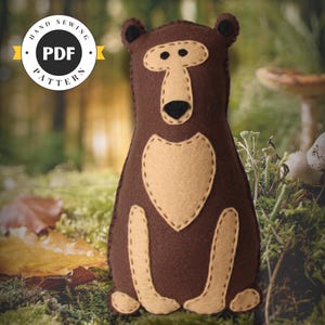 Felt Bear Sewing Pattern: Hand Sewn Plush Toy (PDF SVG)