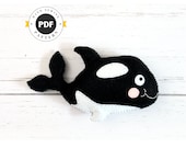 Orca Sewing Pattern, Felt Orca Hand Sewing, Pattern for Killer Whale or Dolphin, Stuffed Killer Whale Sewing by Hand, PDF SVG DFX