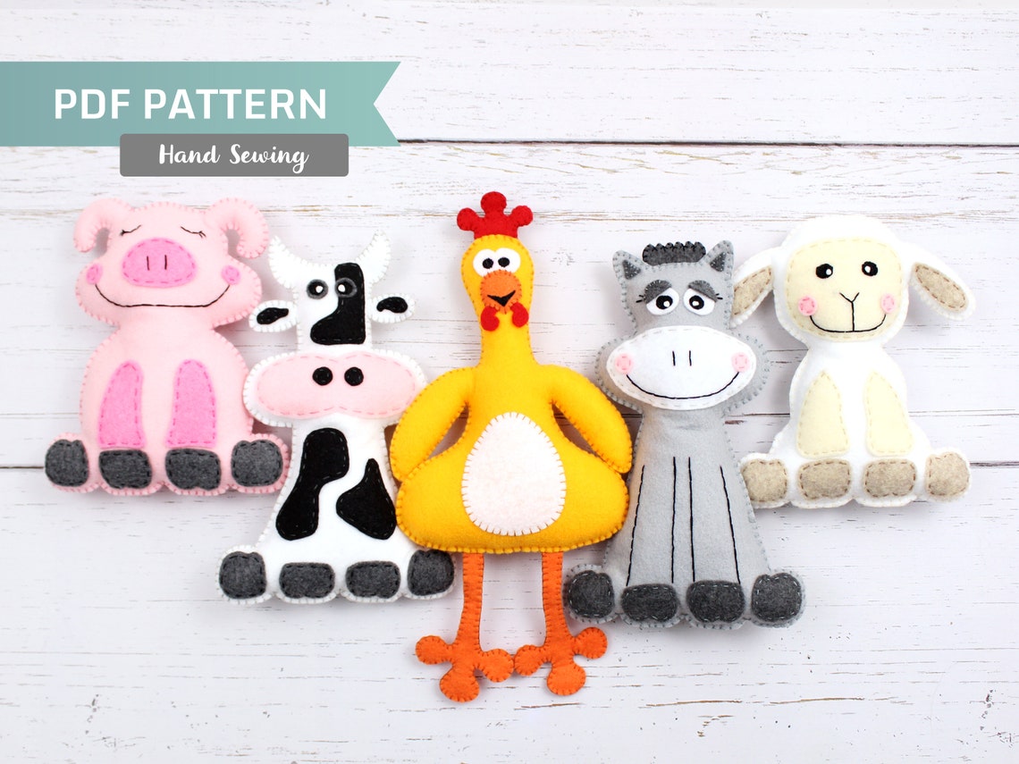 Farm Animal Sewing Patterns Felt Stuffed Barnyard Patterns Etsy