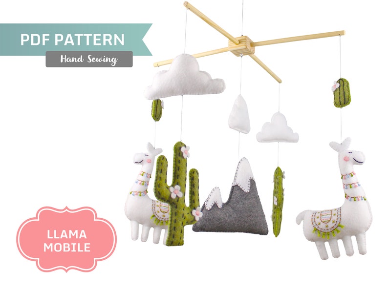 Llama Mobile Sewing Pattern Llama Nursery Decor Hand Sewing image 1
