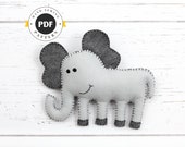 Elephant Sewing Pattern, Sew a Felt Elephant by Hand, DIY Stuffed Elephant Pattern, Sewing Tutorial, Instant Download PDF SVG