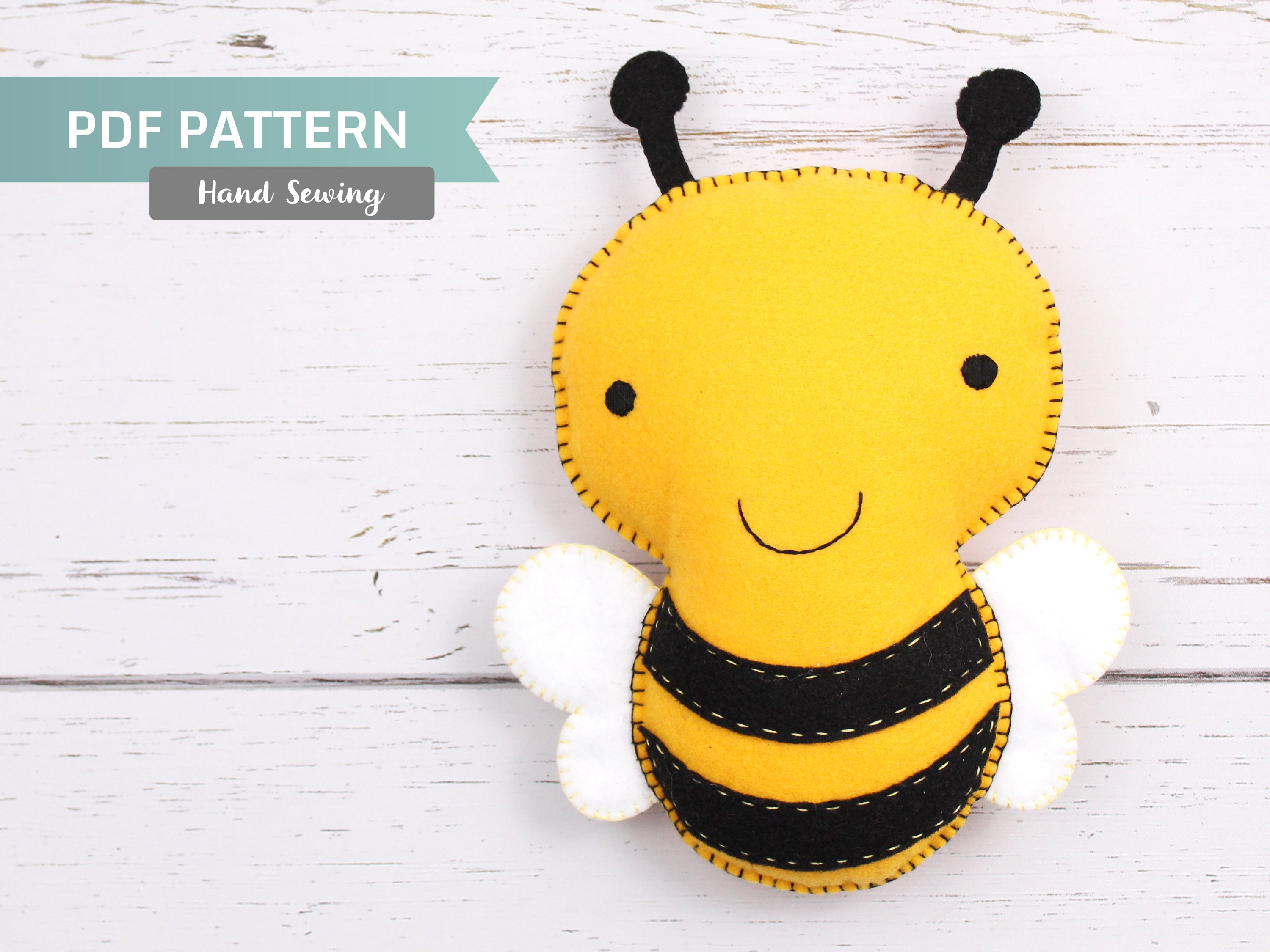 Bumblebee Sewing Pattern, Stuffed Felt Bee Plushie Pattern, Bumble