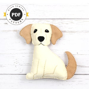 Golden Lab Sewing Pattern, Dog Hand Sewing Pattern, Felt Labrador Retriever Dog Sewing Pattern, Yellow Lab, Instant Download PDF SVG DXF image 1