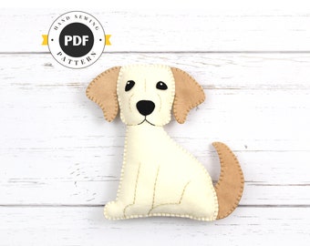 Golden Lab Sewing Pattern, Dog Hand Sewing Pattern, Felt Labrador Retriever Dog Sewing Pattern, Yellow Lab, Instant Download PDF SVG DXF