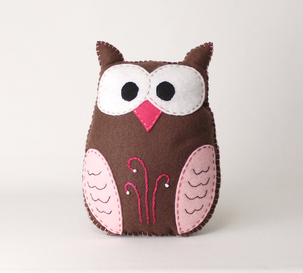  Stuffed  Owl  Sewing Pattern  Felt Owl  Plush Softie Woodland 