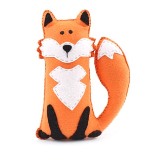 Hand sewing pattern for plush felt fox