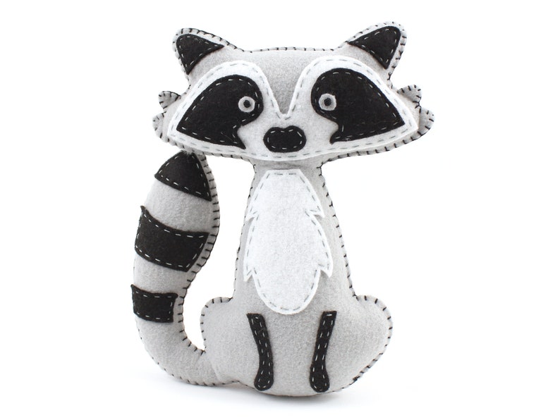 Raccoon Stuffed Animal Sewing Pattern Felt Hand Sewing | Etsy