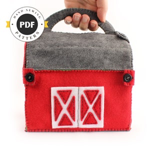 Toy Barn Sewing Pattern, Red Felt Barn Hand Sewing Pattern, Farm Pattern from Felt, Toddler Gift, Sew a Barnyard, Instant Download PDF SVG