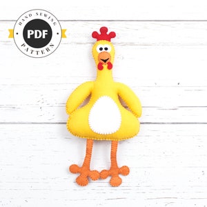 Chicken Sewing Pattern, Stuffed Chicken Sew by Hand, Felt Chicken Pattern, Hen Sewing Pattern, Soft Toy, Felt Chicken Softie, PDF SVG DXF