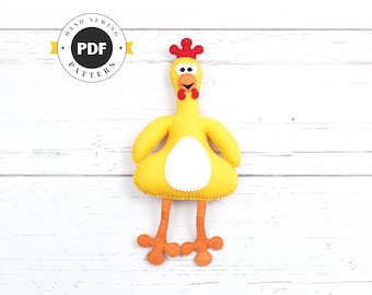 Naaipatroon vilten kip: knuffeldier knuffel (pdf SVG DXF)