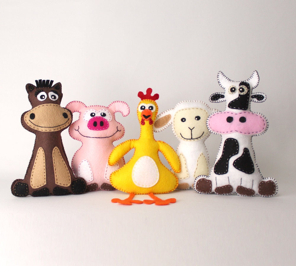 Farm Animal Sewing Patterns Felt Stuffed Barnyard Animal Etsy